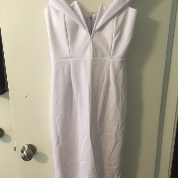 XL Off-Shoulder White Bodycon Midi Dress - Picture 2 of 5